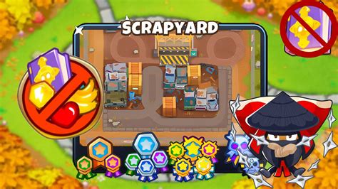 Scrapyard chimps. The two in the middle of the map should be on strong, the two near he entrance/exit on first. I've clarified the crossbow build order in the guide. For 22, you should have a 0/0/0 dart at each entrance, sniper on strong, druid, Gwen on strong, a 0/2/3 dart monkey in the right center on strong, and a 0/0/2 dart monkey on the left on strong. 