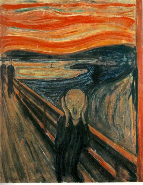This is just one of four versions that Munch created between 1893 and 1910. Two of the versions are pastel pieces and the other two are paintings. Originally titled “The Scream of Nature,” it depicts a man who looks almost skeletal, standing on a bridge with both hands to his face, screaming. Two figures look on in the background.. 