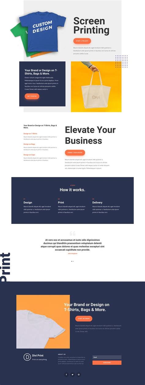 Screen Printing Landing Page Elegant Themes Screen printing, Modern