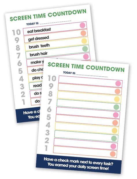 Screen Time Countdown Free Printable for Kids