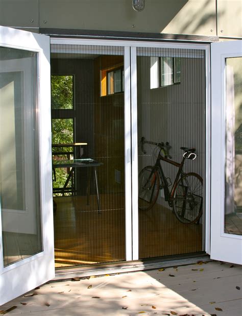 Screen for french doors. One popular choice for French door screens is fiberglass mesh. This material is durable and can withstand heavy foot traffic or even pets without tearing. It’s available in various colors, such as gray or black, which can blend perfectly with different kinds of frames. Additionally, it allows natural light and air inside while keeping bugs out. 