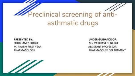 Screening methods for antiasthmatic agents Request PDF