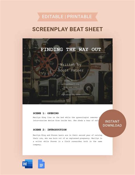 Screenplay Beat Sheet Template DocTemplates