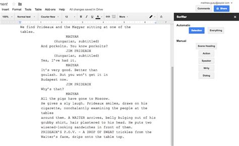 Screenplay Format Google Docs Template
