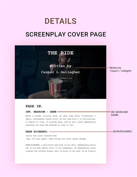 Screenplay Template and Cover Page Legal Forms and Business Templates