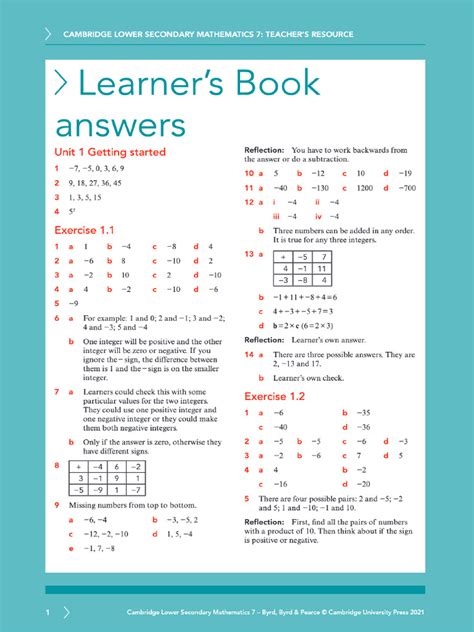 Scribd answers free.  Cambridge Year 7 Math Learner Book Answers - Free do...