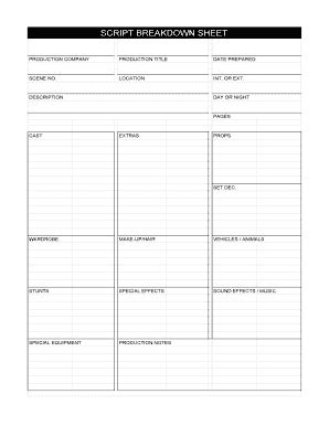 Script Breakdown Template Form Fill Out and Sign Printable PDF