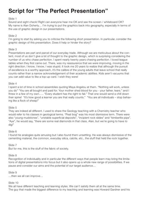 Script For Perfect Presentation