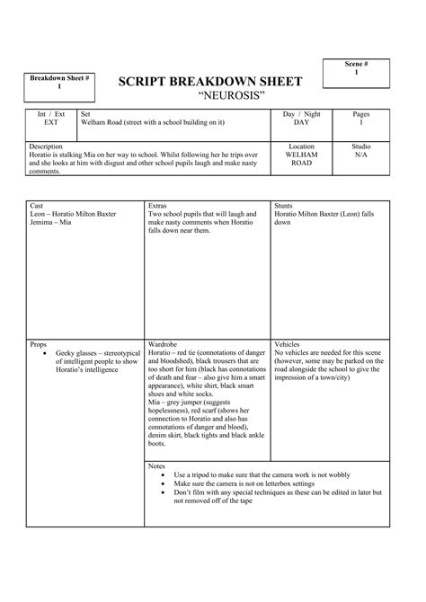 Script breakdown sheet1