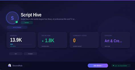Script hive discord.  The **Script Hive** Discord server is a vibrant community ...