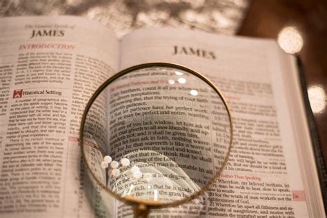 Scripture with Magnifying Glass James Chapter 1 Stock Photo Image of