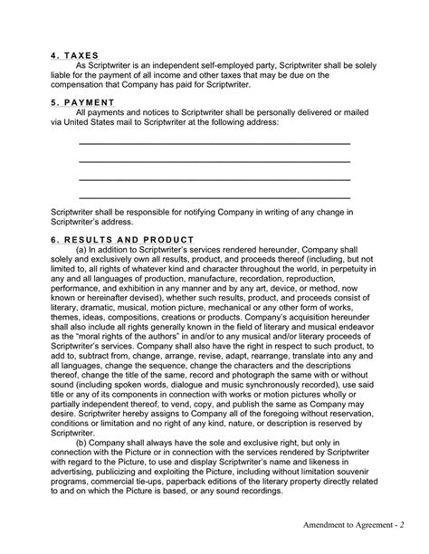 Scriptwriter agreement template in Word and Pdf formats page 2 of 5