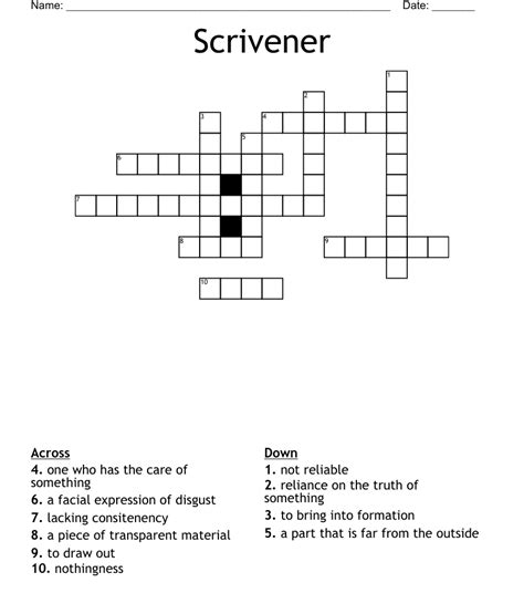 For the puzzel question THE OFFICE OF SCRIVENER we have solutions for the following word lenghts 13. Your user suggestion for THE OFFICE OF SCRIVENER. Find for us the 2nd solution for THE OFFICE OF SCRIVENER and send it to our e-mail (crossword-at-the-crossword-solver com) with the subject "New solution suggestion for THE OFFICE OF SCRIVENER".