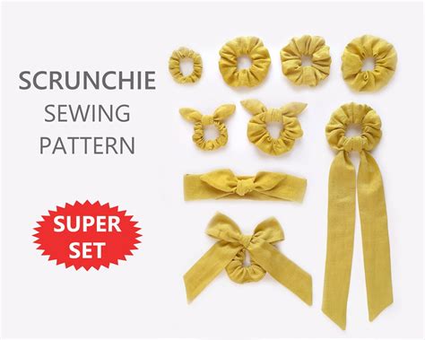 Scrunchie Sewing Pattern PDF Ponytail Scarf pattern Etsy Sewing