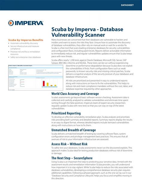 Scuba database vulnerability scanner download.  Feb 28, 2007 · Imperva, a provider of data...