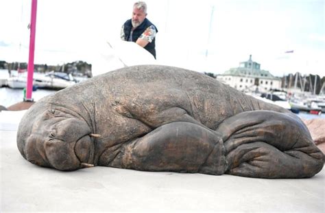 Sculpture of euthanized walrus Freya unveiled in Oslo