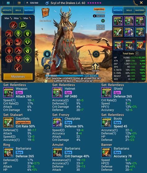 Scyl of the Drakes: Barbarians: Magic: Defence: Legendary: Raglin: Banner Lords: Void: Support: Legendary: Stats comparison. HERO LVL STARS HP ATK DEF SPD C.RATE C.DMG RESIST ACC; Scyl of the Drakes 60: 6: 19980 859 1387 95 15 63 .... 