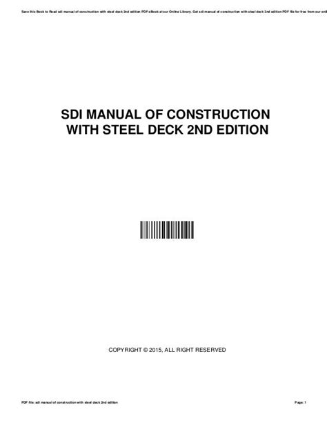 Sdi manual of construction with steel deck free download. - Cisco ip phone 7911 user guide mute.