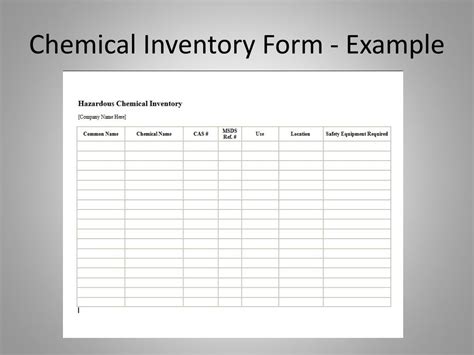 Sds Inventory List Template