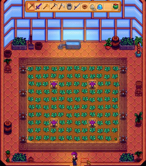 Sdv greenhouse layout. Greenhouse Sprinklers is a mod that allows you to pay Robin in Gold and Materials (namely Sprinklers and Batteries) to add upgrades to your farm. Level 1: Sprinklers added to the greenhouse, only runs in the morning. Level 2: Greenhouse Sprinklers upgraded, now run in the morning and at the end of the day. 