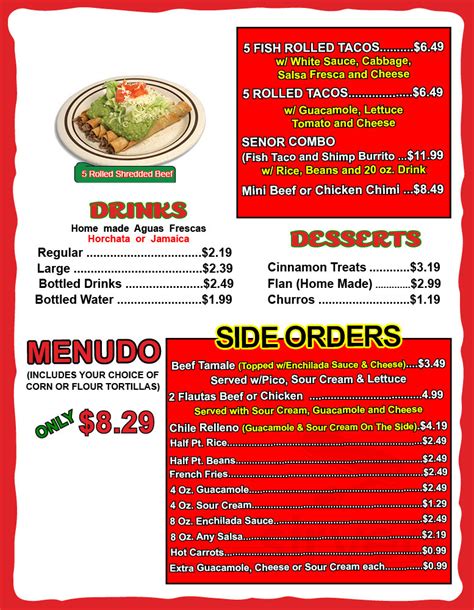 Señor tacos bridgewater menu. SEÑOR BURRO (Double Wrap! Carne Asada, Potatoes, ... 4 - BEEF TACO AND BEAN TOSTADA..... $9.49 5 -2 HARD SHELL TACOS (Beef or Chicken)..... $9.49 6 - TWO SOFT TACOS Carne Asada ... KIDS MENU KIDS #1 BEAN & … 