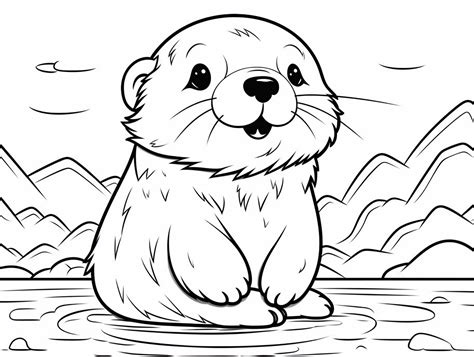 Sea Otter Coloring Shee