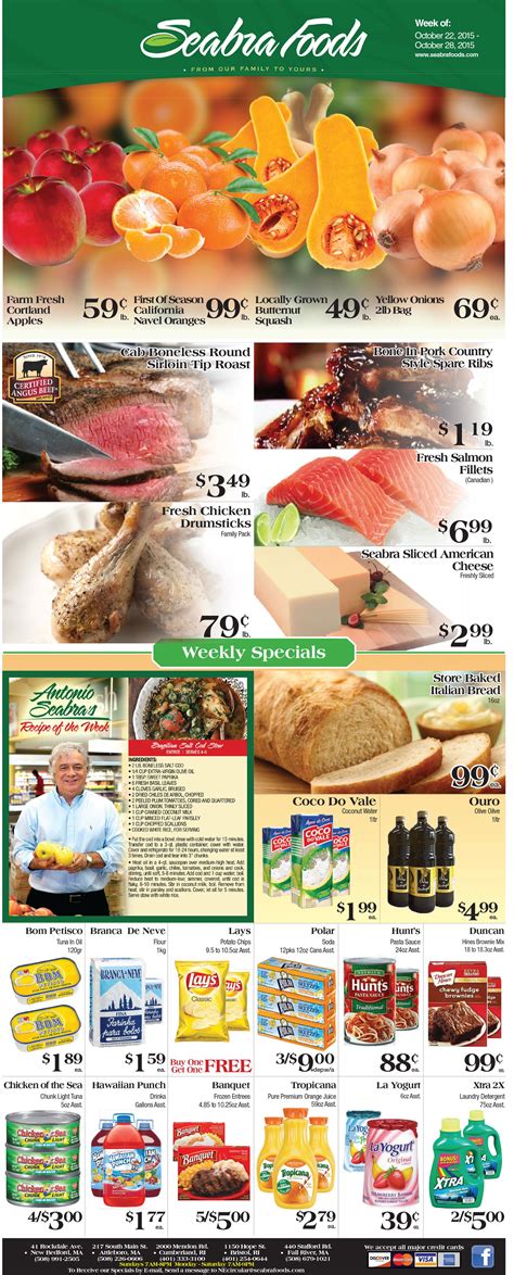 Seabra weekly flyer. With Seabra Foods weekly ad this week, in-store shopping offers unbeatable benefits for shoppers. Online forums with user reviews can help you figure out what to buy. But it is also helpful to try out products and get advice from people who work at the store before you make a decision. 