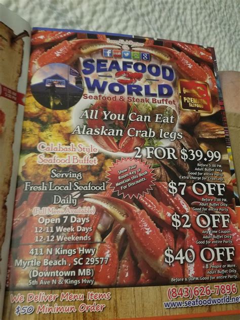  Seafood World Calabash Seafood And Steak Buffet in Myrtle Beach, SC 29577. View hours, reviews, phone number, and the latest updates for our Buffet Seafood restaurant located at 411 N Kings Hwy. . 