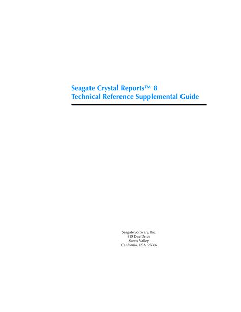 Seagate Crystal Reports Technical Reference Guide