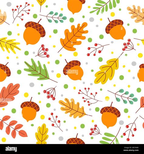 Seamless Autumn Leaves Pattern Fall Season Colors Vector Image