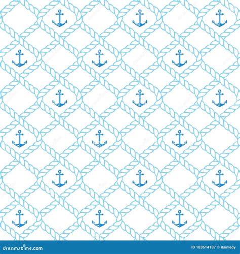 Seamless Vector Pattern with Nautical Anchors. Stock Vector