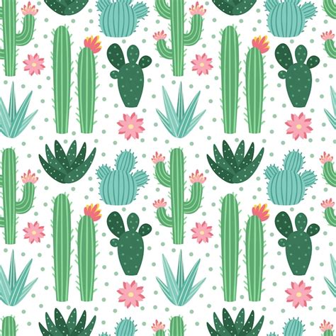 Seamless cactus pattern exotic desert cacti Vector Image