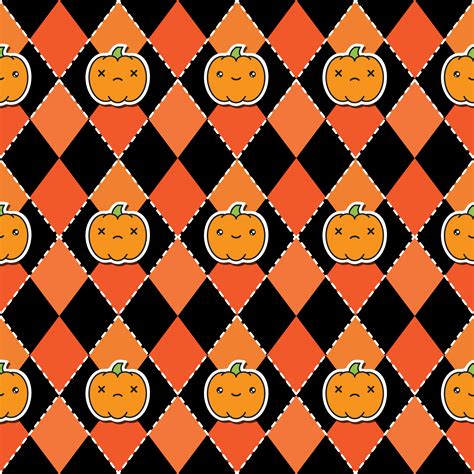 Seamless halloween pattern with pumpkins on argyle black and orange