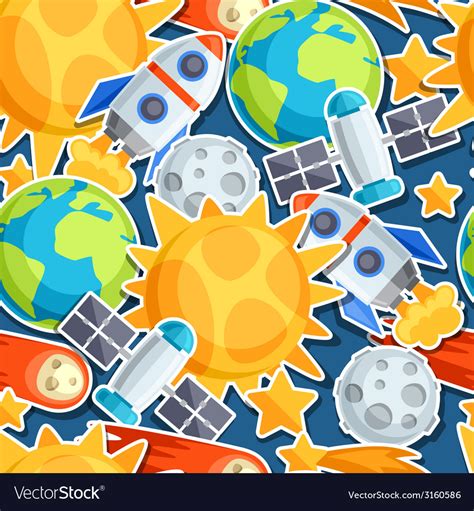 Seamless pattern of solar system and Vector Image