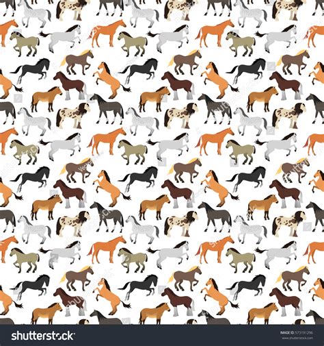 Seamless pattern with horse in flat style. Stock Vector Image by