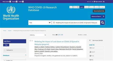 Search WHO COVID 19 Research Database