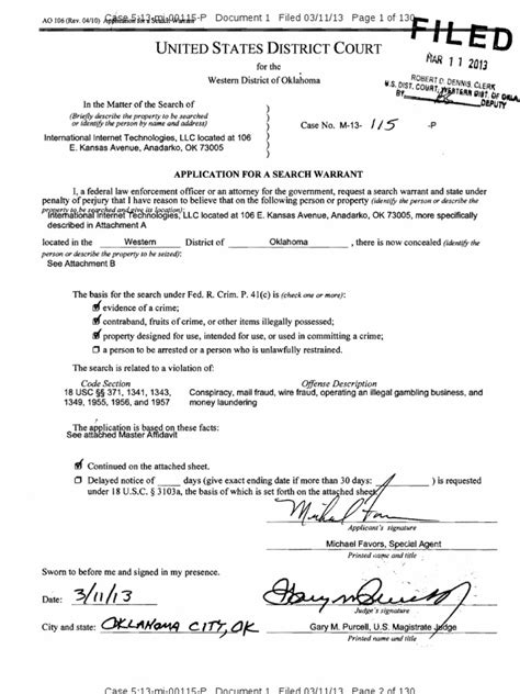 Search Warrant Application 501(C) Organization Computer Data Storage