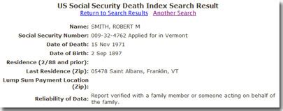 Search social security death index.  Includes obituaries and cemeteries.  Sea...