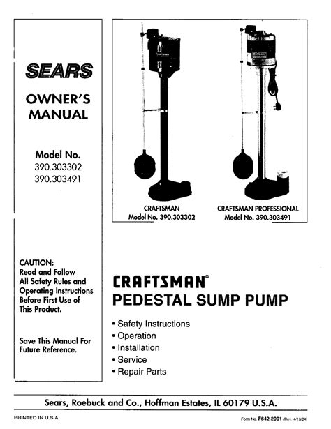 Sears 390 Manuals and User Guides, Water Pump, Water System …