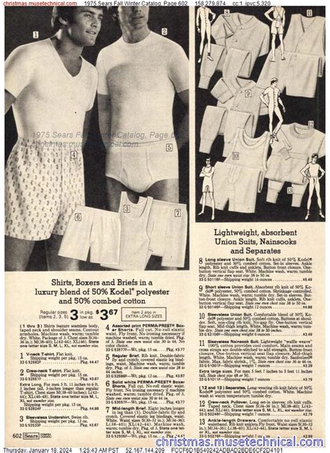 Sears catalog page 602. I can’t believe I didn’t know before today that a song had been written about the peekaboo underwear advertisement in the Sears catalog. Anyone else remember the uproar over the ad? Male equivalent of Elaine Benis’ “nip slip”. Of course everyone in my family had to check it out. Late 1960s, I think. 