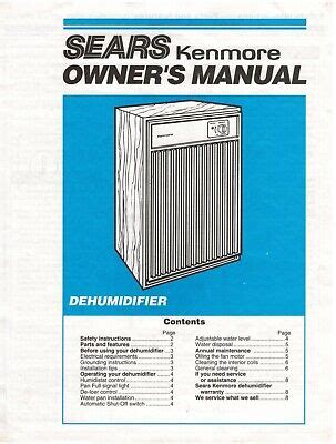 Sears kenmore dehumidifier repair parts list model no 58053701300 and owners manual. - Aus dem leben theodor von bernhardis.