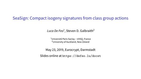 Seasign Compact Isogeny Signatures From Class Group Actions Springerlink