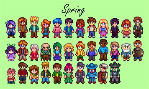 Seasonal cute characters stardew. Contains a seasonal arrangement for most characters in the game. As weather, seasons and locations change, the outfits are changed naturally. Finally, in the winter, the villagers can stay warm. It also includes festival … 