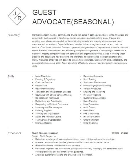 Seasonal guest advocate. Posted 21 days ago · More... Seasonal: Guest Advocate (Cashier), General Merchandise, Fulfillment, Food and Beverage, Front of Store Attendant (Cart Attendant), Style, Inbound (Stocking) TARGET North Miami Beach, FL 33181 (Highland Village area) $15 an hour Seasonal Weekends as needed + 1 