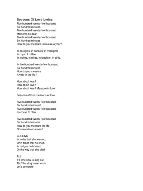 Seasons of love lyrics. Things To Know About Seasons of love lyrics. 
