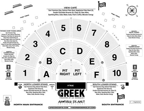 Seat number greek theater seating chart. Box Office Hours. The Greek Theatre Box office is located on the north side of the venue and is open on the day/night of performances only. Ticket sales and will call pickup are available 2 hours prior to showtime. If there are still tickets available to purchase on the day of the event, you may purchase them in person at the box office. 