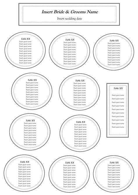 Seating Chart Table Template
