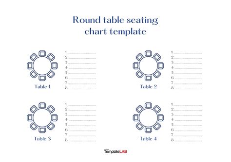 Seating Chart Table Template