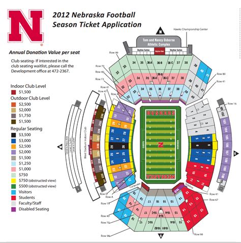 Stadium memorial football seating lincoln ne tickets chart nebr