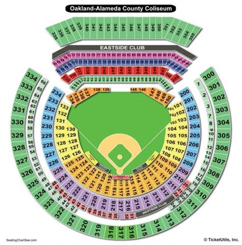 Seating chart for the Oakland Athletics and other baseball events. Oakland Coliseum seating charts for all events including baseball. Section 117R.